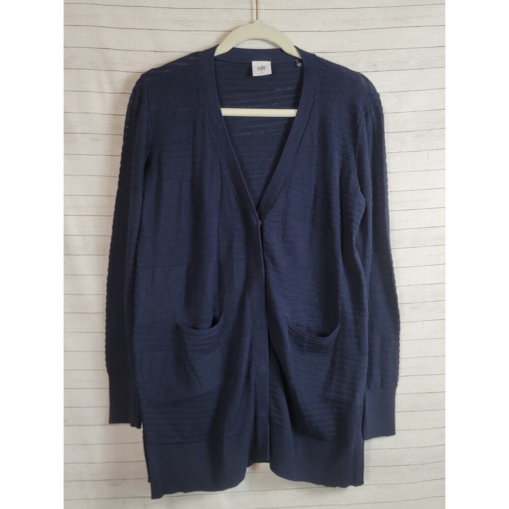CAbi Classic Snap Cardigan Duster in Navy Blue, sz Small